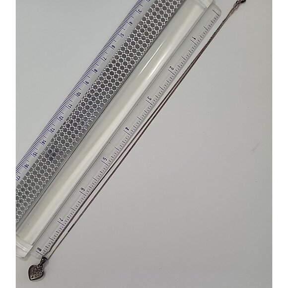 Vintage Sterling Silver 925 and 13 Pave Diamond Heart Pendant 18" Chain w/ Box - Picture 7 of 10